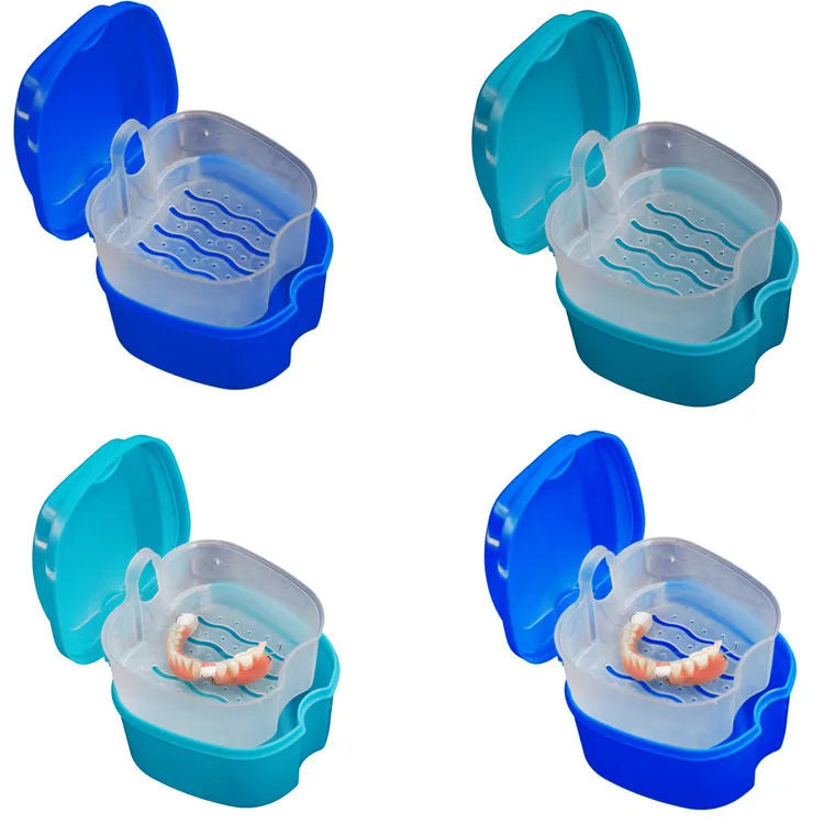 30Pcs/Lot PP Brace Storage Odor-Free Add Mesh Hinged Denture Cleaning Box Molar Retainer Care Oral HA2087