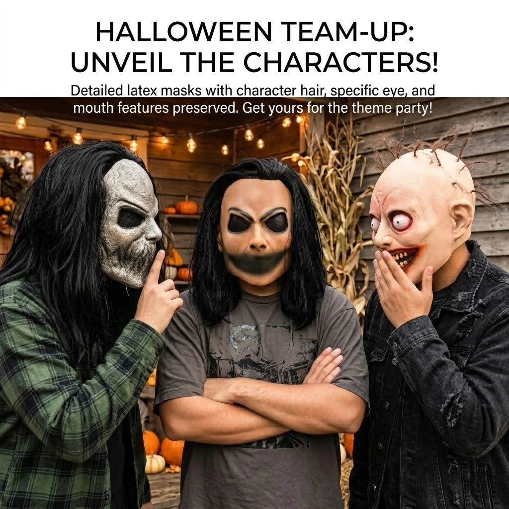 

Scary Halloween Mask Creepy Horror Latex Face Cover Adult Cosplay Party Costume Props for Men Women Fancy Dress Festival Events