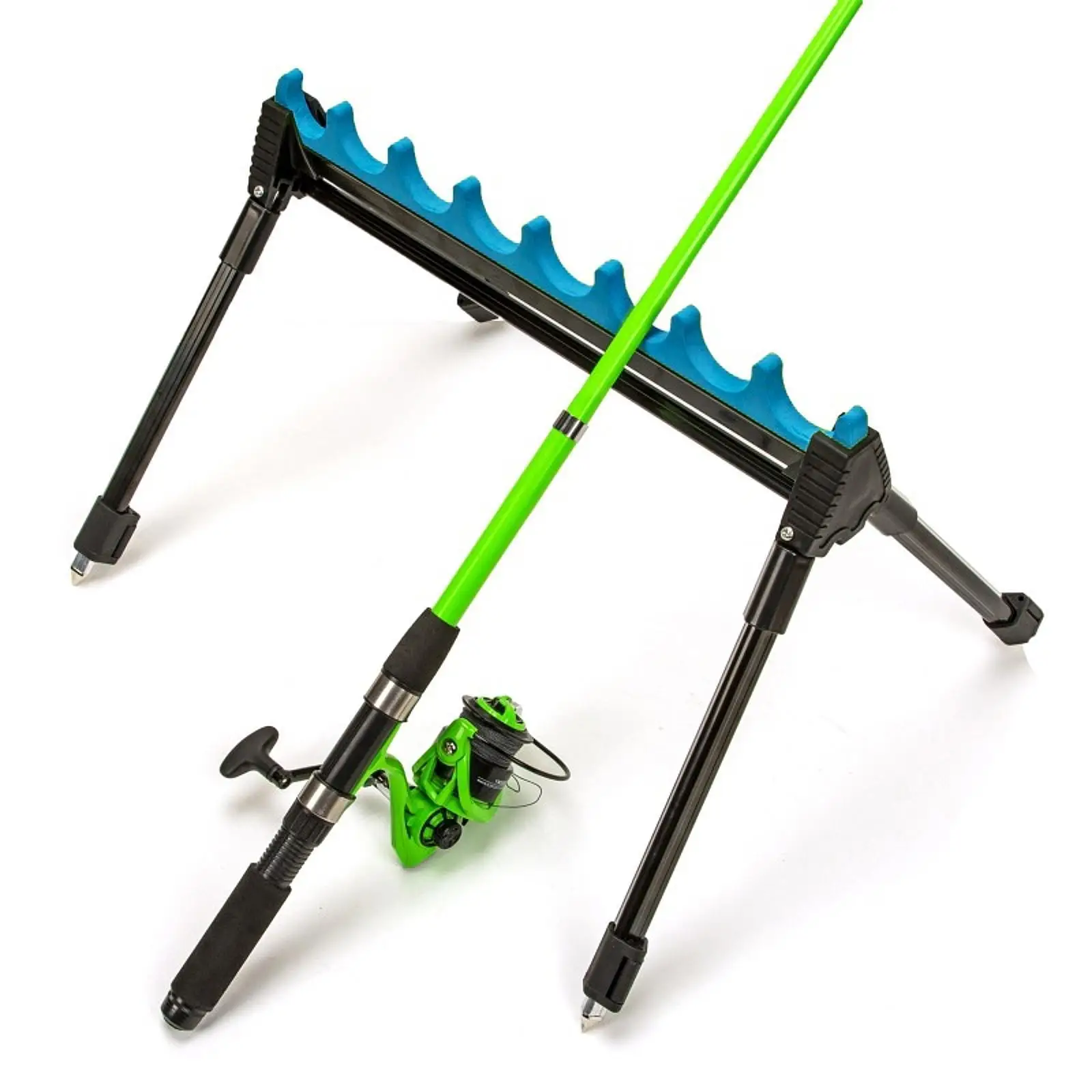 

Fishing Rod Holder Adjustable Fishing Rod Display Rack Tackle Tool 2 Section Telescopic Pole Holder for Feeder Pod Stand