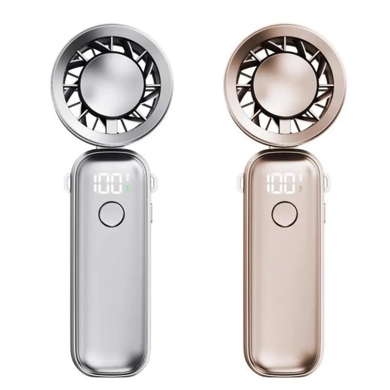 

High-speed handheld fan, bass high wind, digital display, folding