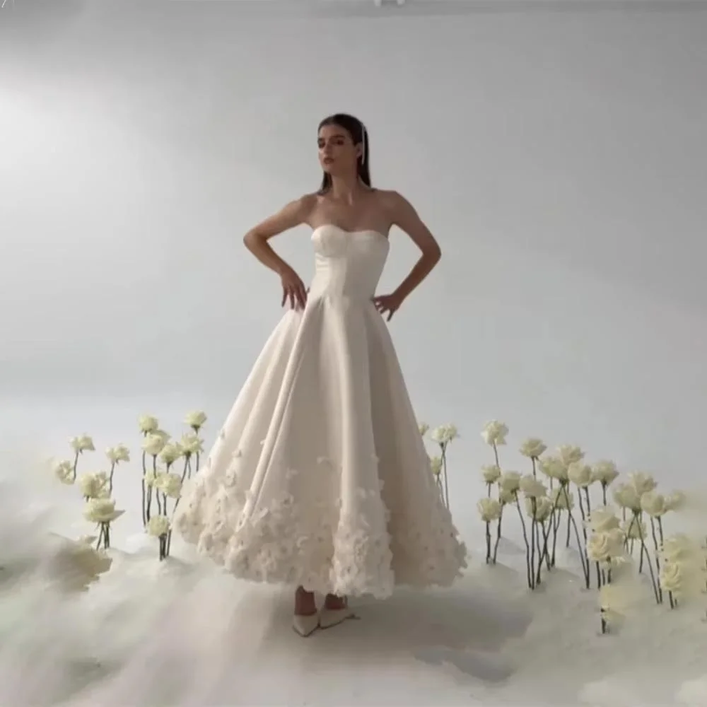 تخصيص ألف خط ثوب الزفاف الساحرة كشكش زهرة زين فستان الزفاف رائعة الحبيب فستان الزفاف Vestidos De Noiva