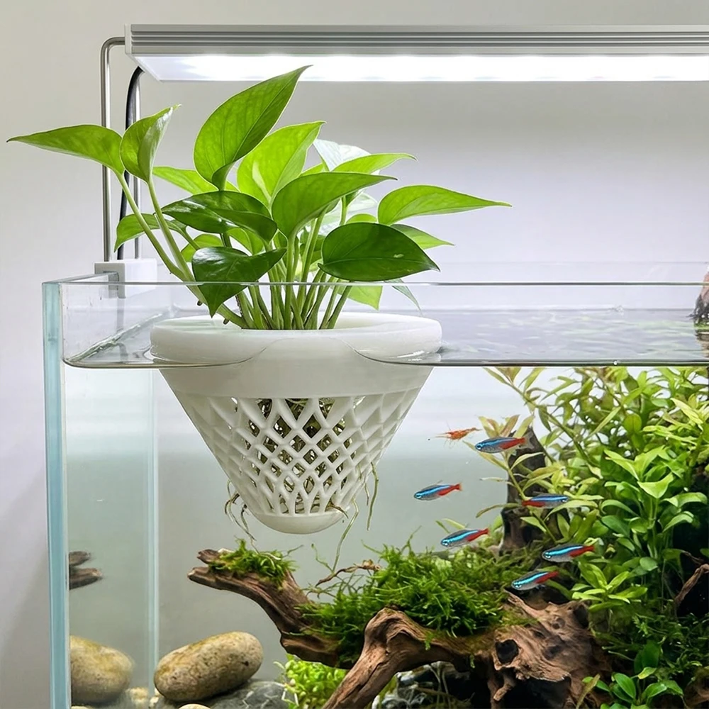 1PC Floating Aquarium Plant Holder Hydroponic Pots Fish Tank Decoration Water Filtration Basket For Aquatic Live Plants Planters