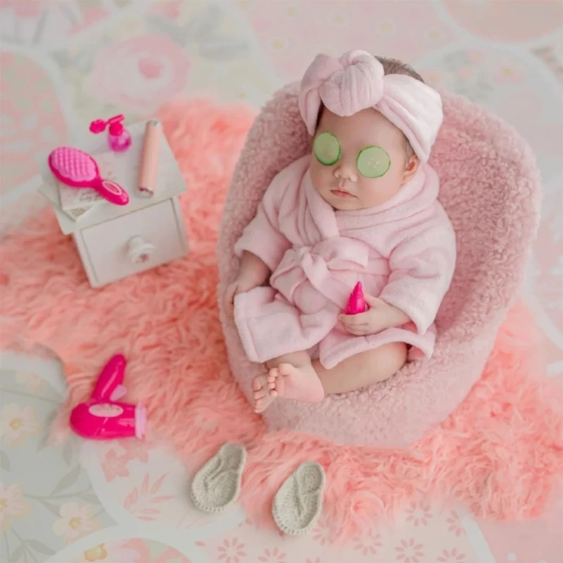 Fotografia recém-nascido adereços roupões de banho menina foto outfit bebê posando traje banho conjunto robe a2ub