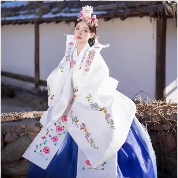 Hanfu Mädchen traditionelles ethnisches Kostüm koreanische Stickerei Prinzessin Hochzeitskleid