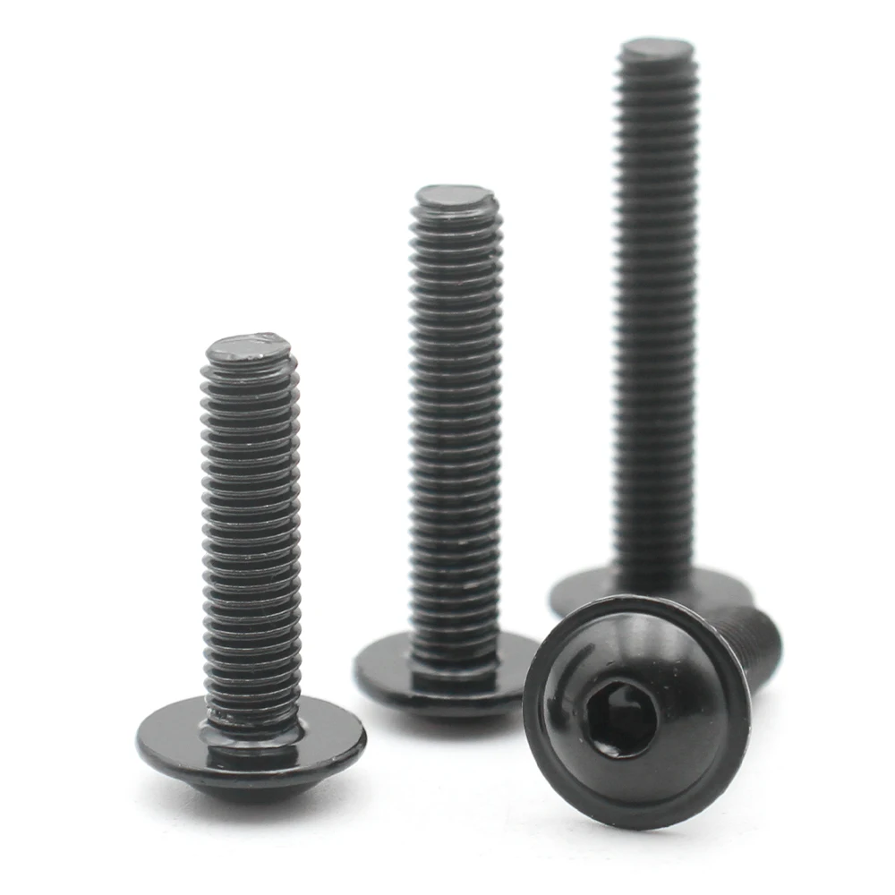 2-40pcs M2.5 M3 M4 M5 M6 M8 M10 Black 304 Stainless Steel Hexagon Hex Socket Round Head with Washer Screw Bolt for Fasteners