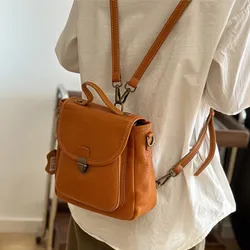 Johnature Genuine Leather Small Backpack 2026 New Casual Versatile Multi Functional Women's Shoulder Crossbody Bags