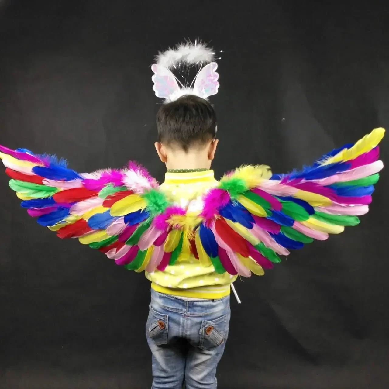 Swallow-shaped angel feather wings adult children\'s stage performance costumes catwalk car show Halloween costume party props