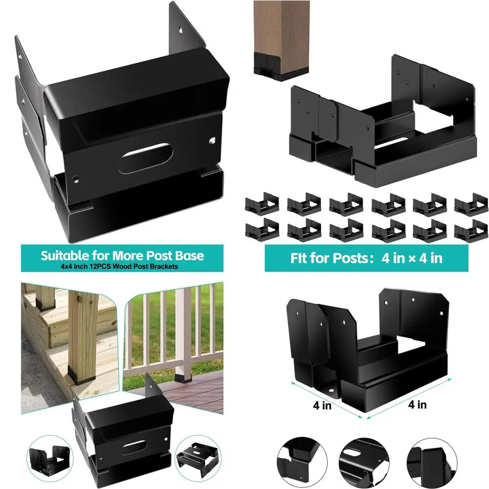 

Основание стойки из черной оцинкованной стали 4x4 для анкера по дереву и бетону, регулируемая для террасы, патио, беседки и беседки