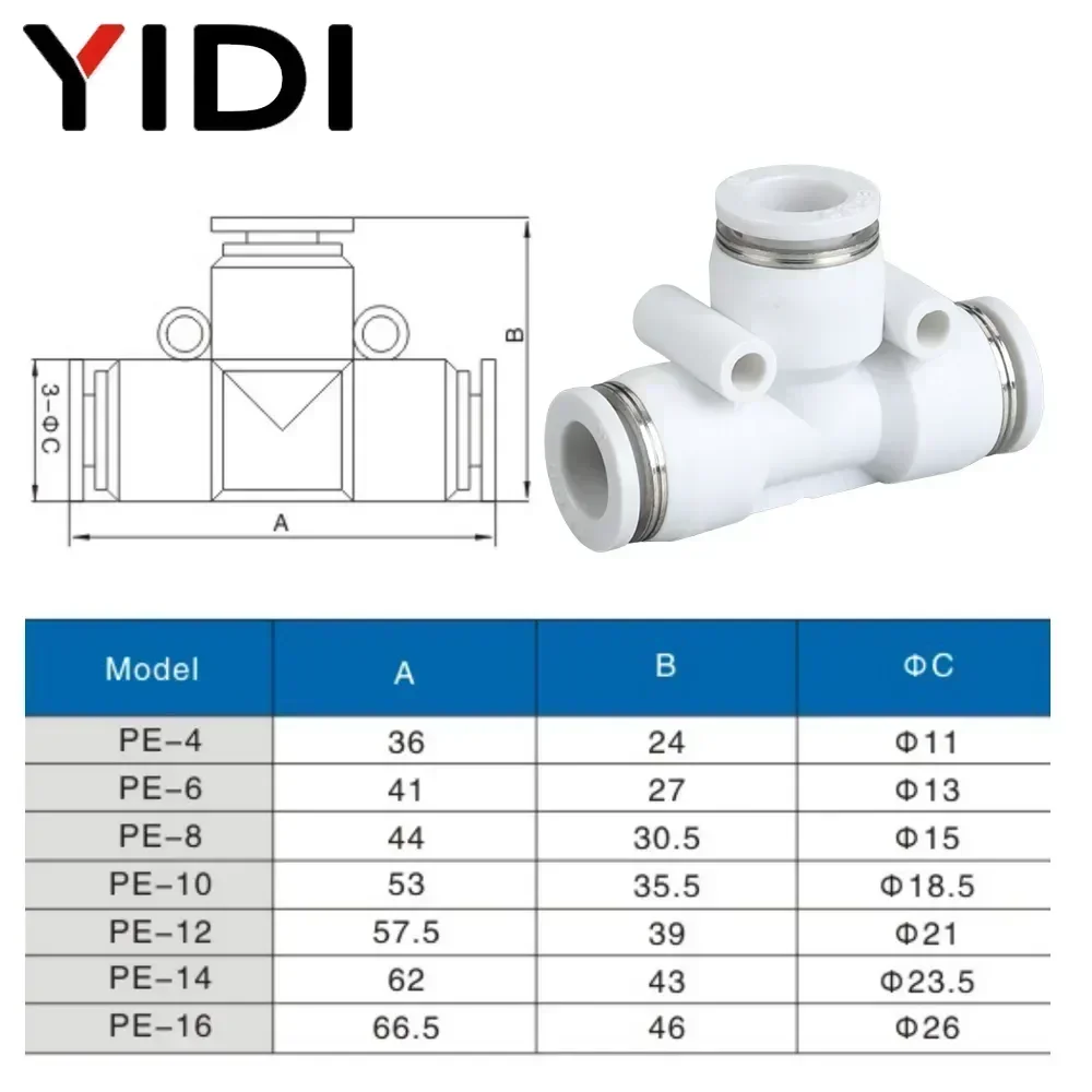 5 pz 4 MILLIMETRI 6 MILLIMETRI 8 MILLIMETRI Pneumatico Aria A Sgancio Rapido Push in Connettore Tubo di Raccordo Tee Uguale Riduzione Tubo Tubo Connettori 10 MILLIMETRI 12 MILLIMETRI