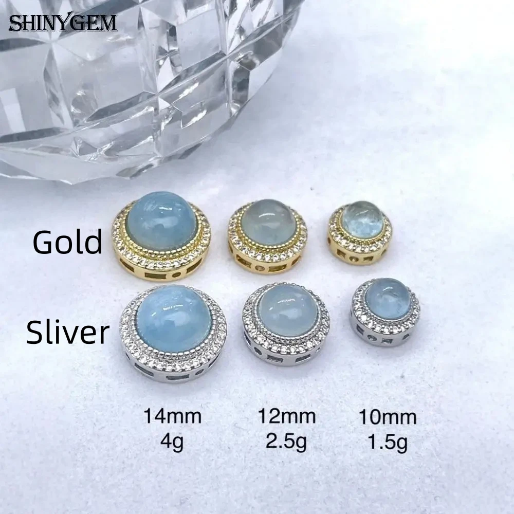 

SHINYGEM Women Citrine Aquamarine 10mm/12mm/14mm Pendant with Zircon Gold/Platinum Plated Natural Crystal Charm for Necklace