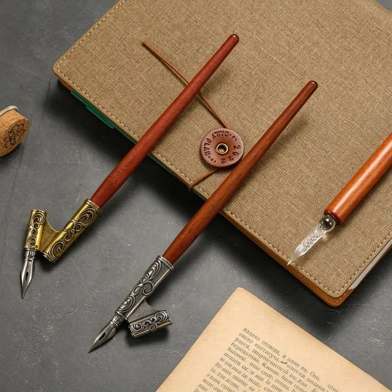 Dip Pen Holder English Writing Art Drawing Calligraphy Pen Nib Antique Resin Copperplate Script Pen Signature