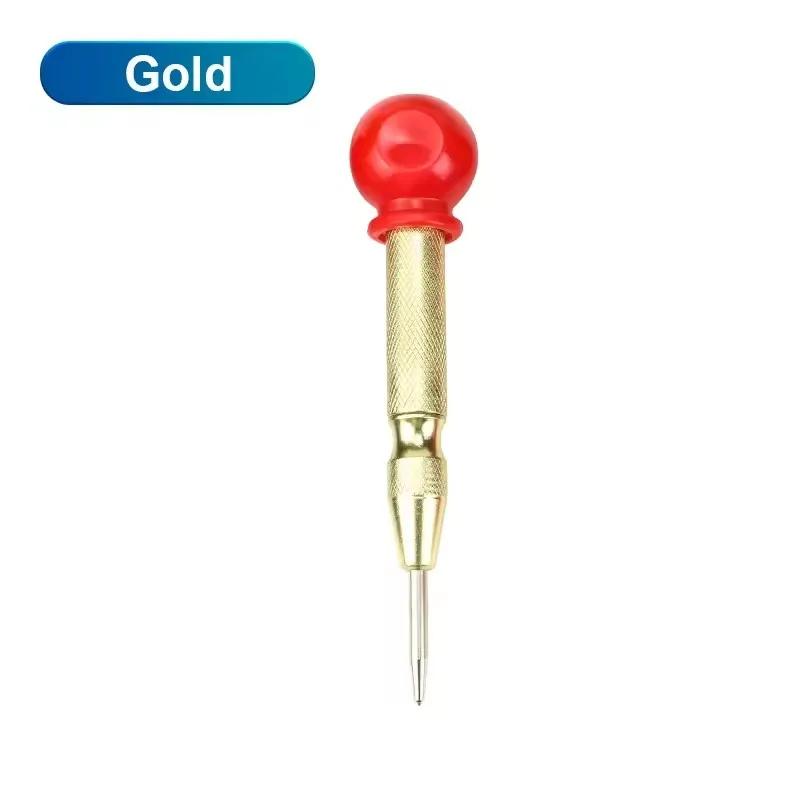 Automatic Center Punch Spring Loaded Hole Marking Locator Red Knob Hand Tool for Metal Wood Drilling Positioning