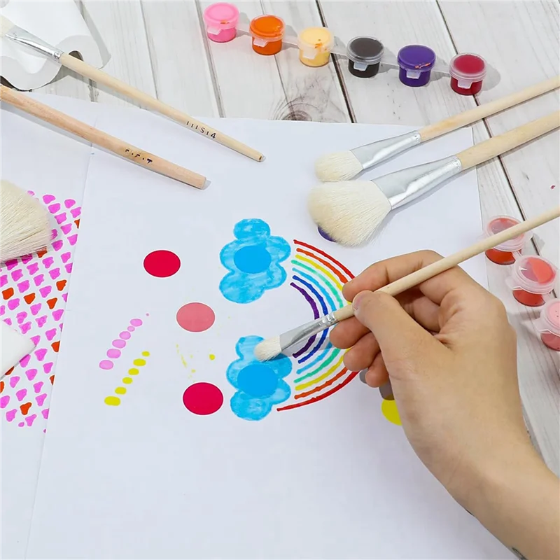 

N10R-14 Pcs Mop Brush For Acrylic Painting Gilding Brush Versatile Mop Brushes Assorted Size Paint Brushes Set Paint Brush