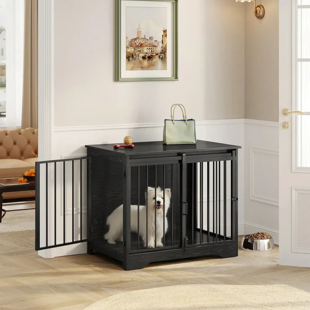 

Dog Supplie Dog Pen Dog Playpen Dog Crate Furniture, 32 Double Door Dog Crate With Barn Door, Dog Kennel Indoor, End Side Table