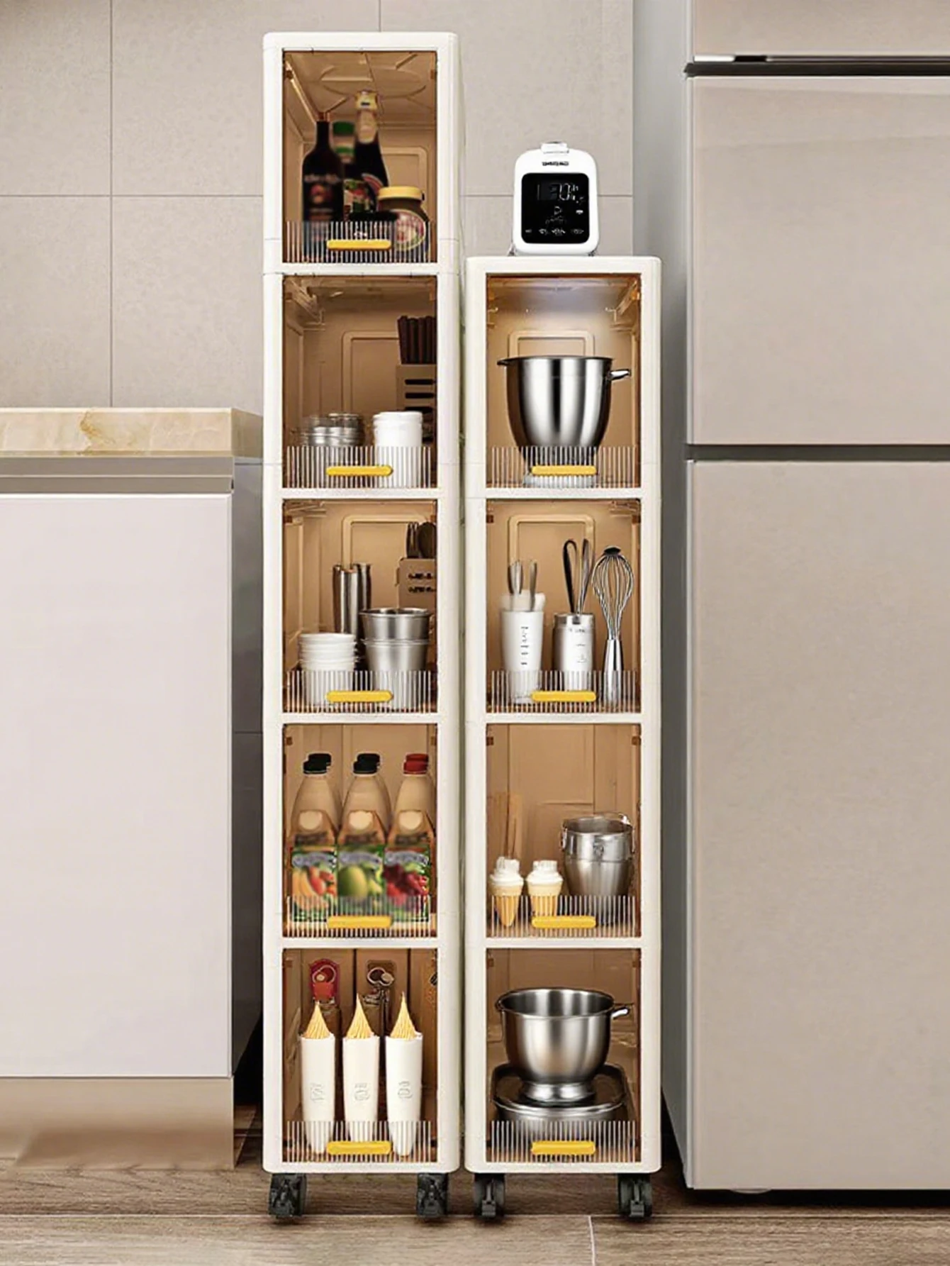 Gabinete de almacenamiento de pie, caja de almacenamiento estrecha y alta de gran capacidad, adecuado para cocina, armario, sala de estar, baño