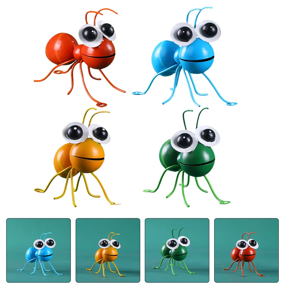 

4Pcs Iron Ant Figurines Decorative Wrought Wall Hanging Garden Window Desktop Tabletop Adornment Crafts