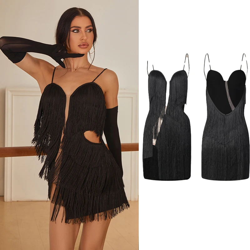 ZYM فستان أداء الرقص اللاتيني كامل مهدب للنساء تشاتشا الرقص اللاتيني المهنية زي الكبار شرابات فساتين SL14710 #1