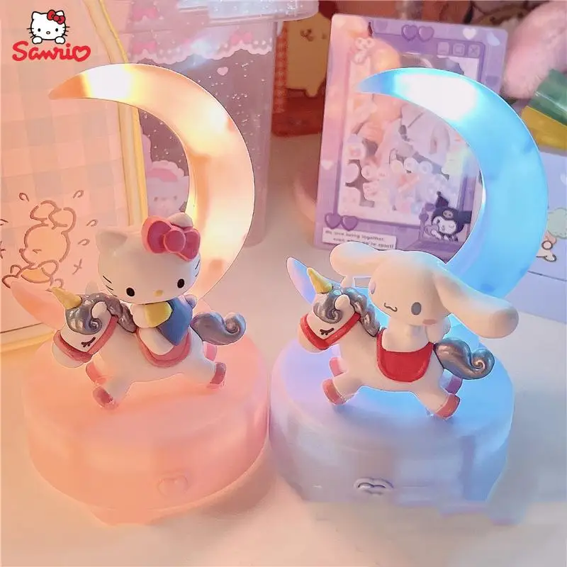 Kawaii sanrio acessórios dos desenhos animados lâmpada de mesa kuromi cinnamoroll mymelody bonito mesa luz da noite brinquedo quarto decoração presente aniversário