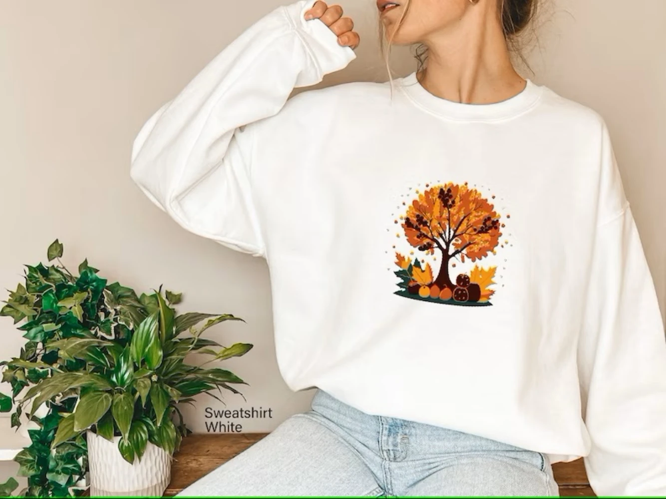 

Fall Tree Sweatshirt Cute Trendy Autumn Leaves T shirt Fall Vibes Pumpkin Season Pullover Top Winter Clothes Women