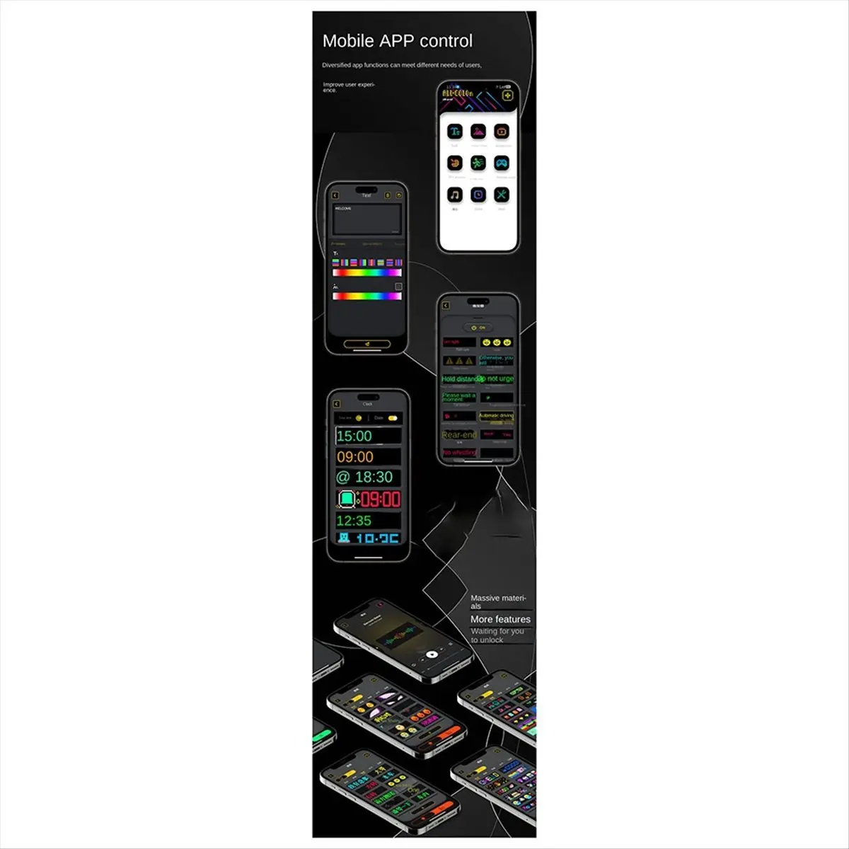 LED Matrix Panel Programmable Flexible Screen IP65 Display Animation Message Scrolling Sign APP Control Cars Shop Bar,A-A22U
