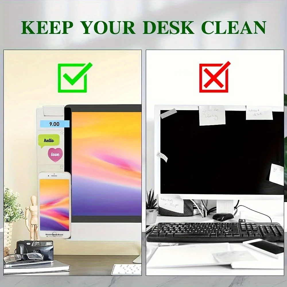 

Right Left Monitor Memo Board Desk Accessories Computer Display Message Board Computer Sticky Note Clips Desktop Office Supplies