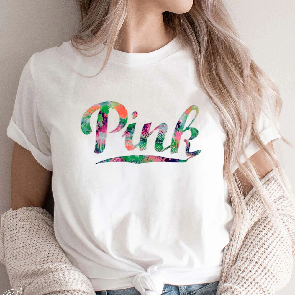 Love Pink Big Logo Secret Pink Color Print t-Shirt Vintage anni \'90 Pink Women Tee Shirt maglietta femminile Summer Outfit Summer Outfit