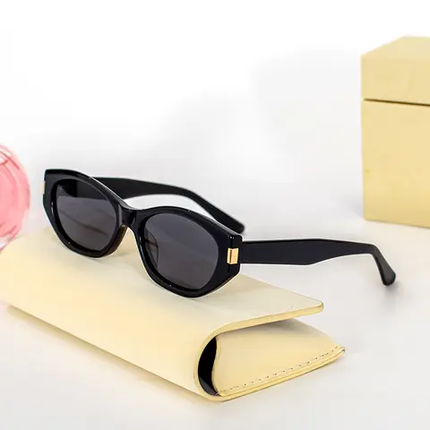 Retro Cat Eye Narrow Frame Women Sunglasses Vintage Acetate Frame High Definition Nylon Lenses Sun Glasses UV400