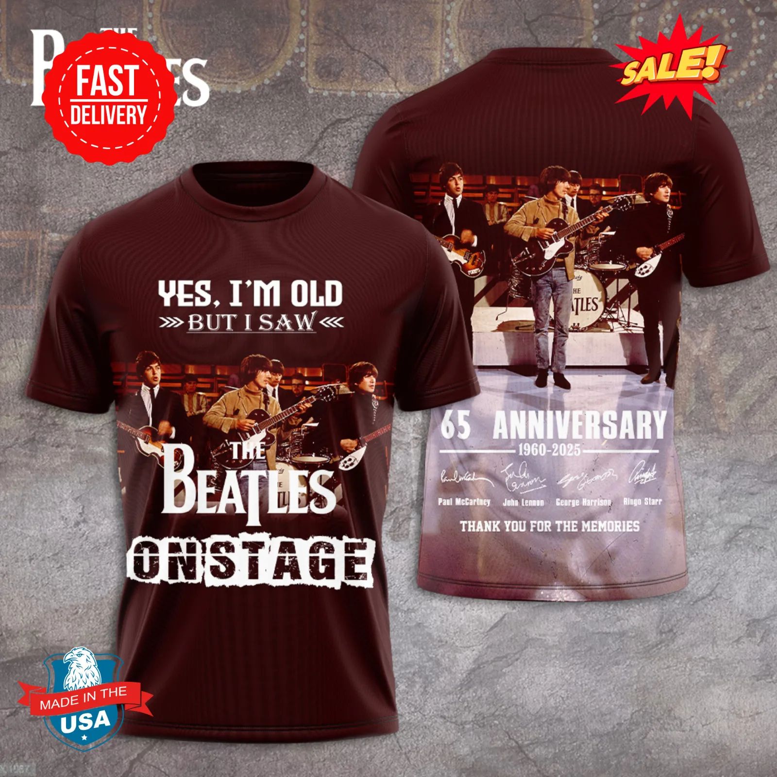 The Beatles 65 Anniversary 1960-2025 3D Shirt S-5XL