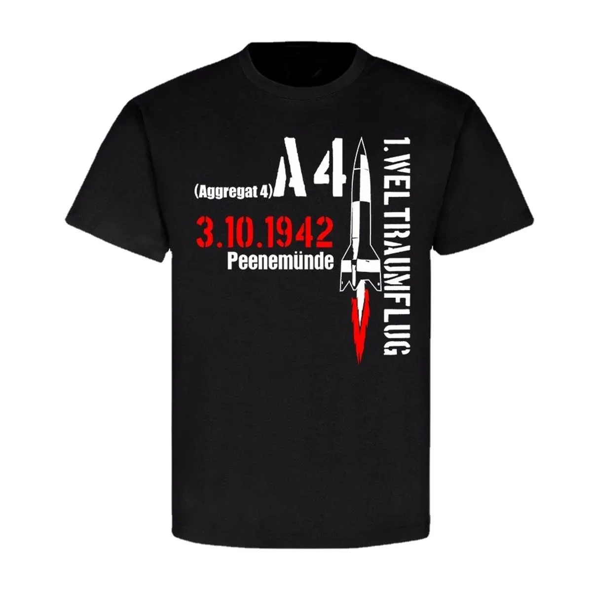 

German V2 Rocket Aggregat 4 Ballistic Missile 1er Weltraumflug T-Shirt. Summer Cotton O-Neck Short Sleeve Mens T Shirt New S-3XL