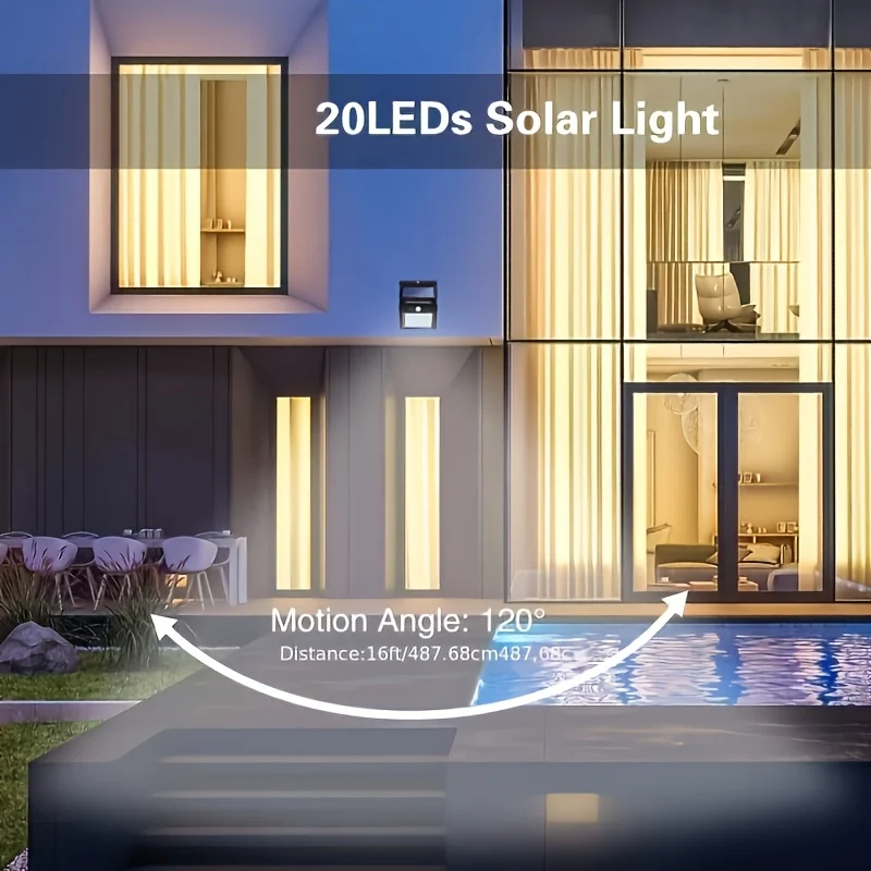 1/2/4 قطعة أضواء الشمسية الذكية أضواء الجدار الخارجي في الهواء الطلق 20 المصابيح 3 طرق محس حركة الأضواء الكاشفة الشمسية لسياج الفناء
