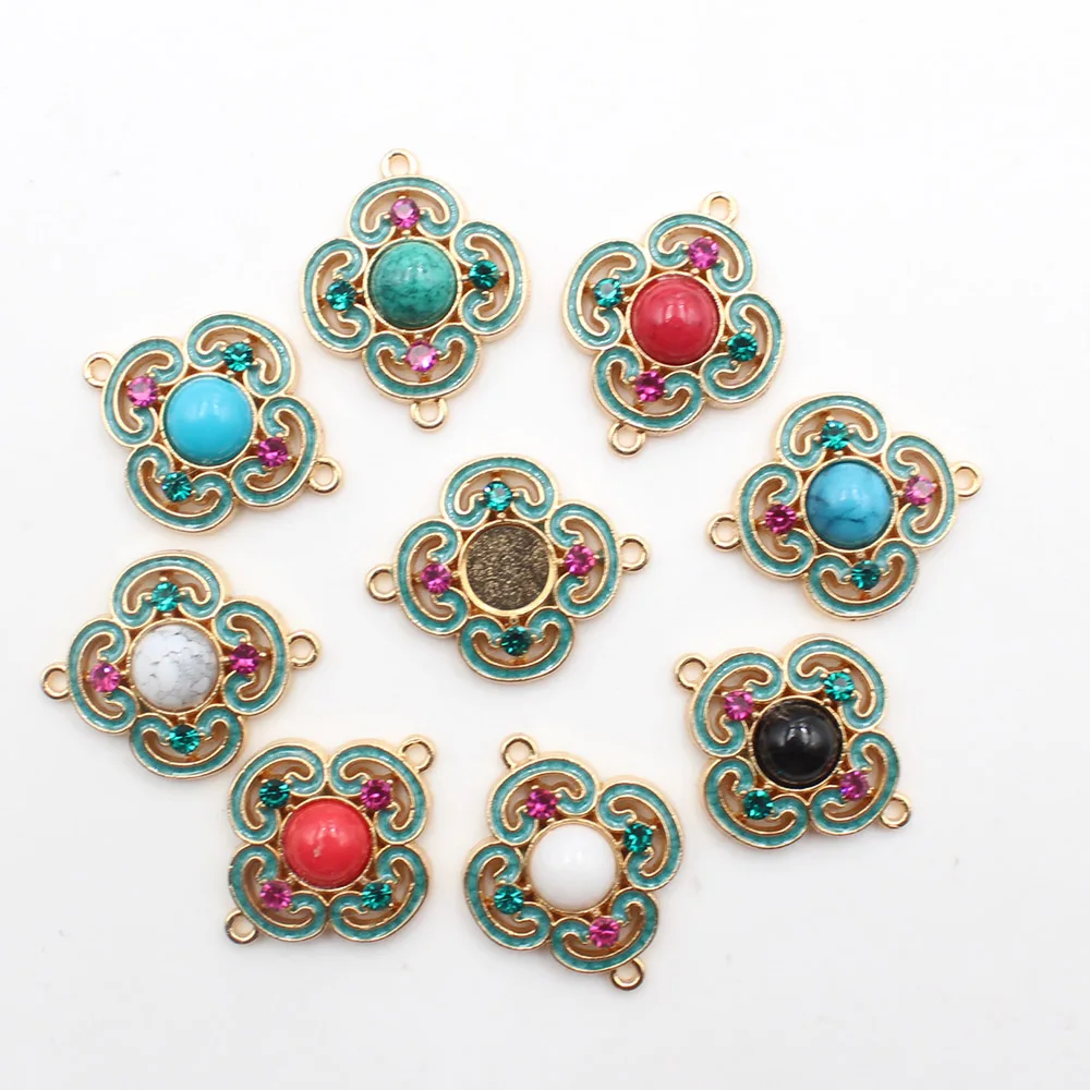 New alloy 10 pieces/batch gold painted oil rhinestone decorative crack pendant DIY antique style shoes and clothing hand sewn cl