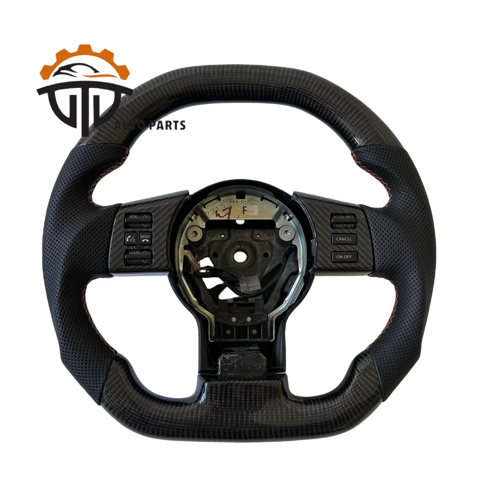 

Customized Auto Car Parts Glassy Carbon Fiber Steering Wheel With Perforated Leather For Nissan 350Z