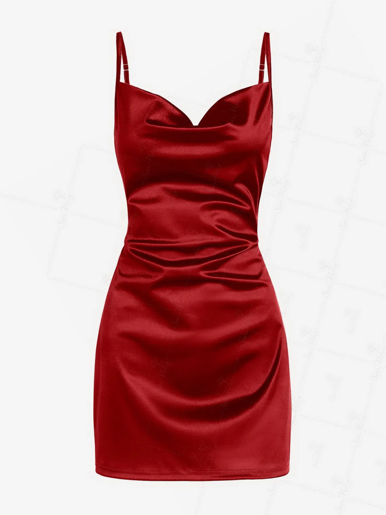 ZAFUL Women's Satin Sleeveless Spaghetti Strap Side Slit Cowl Neck Cocktail Party Mini Vegas Dress Sheeny traf women 2024new y2k