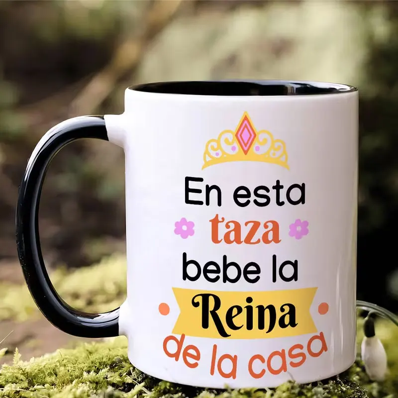 1 11-Ounce Ceramic Mug with Spanish Lettering and Floral Design - Insulated Coffee and Tea Mug, Hand Wash Only, Perfect for Daily Use or as a Mother's Day or New Year Gift, Coffee Mug