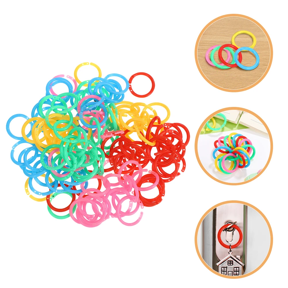 

150pcs Plastic Binder Rings For Loose Leaf Notebooks Key Accessories Index Cards Educational Open Fastener Retainer