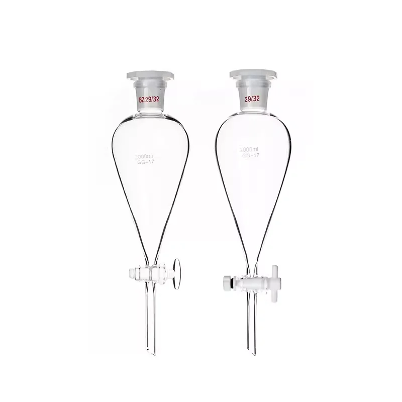 1 Stuk Laboratorium 30Ml Tot 1000Ml Glas Peervormige Scheidingstrechter Met Glazen Zuiger/Ptfe Zuiger, Slijpen Mond Druppeltrechter