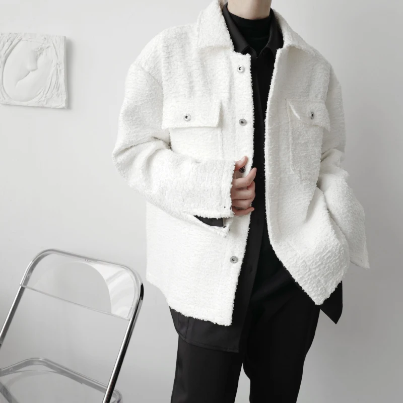 

Корейский белый костюм Jaet, мужской и женский костюм, высококачественное пальто с лацканами, свободный крой, длинный свеч, чистый цвет