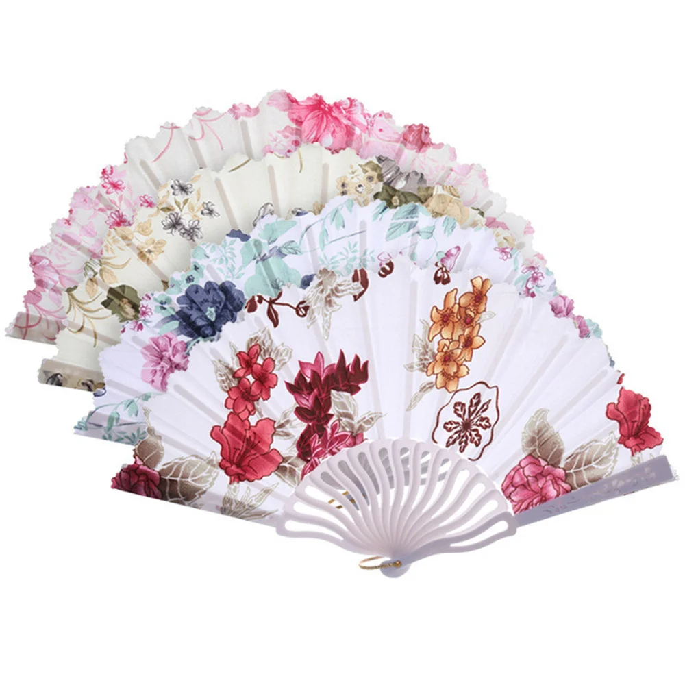 Vintage Chinese Style Performances Hand Held Fans Silk Folding Bamboo Dance Fan Home Decoration Ornaments Wedding Party Decor