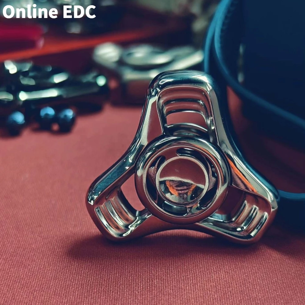 المفصلية Nini EDC المملوكة مسبقًا فيدجيت سبينر من الفولاذ المقاوم للصدأ المصقول للتعامل مع ملمس ثلاثي الشفرات #2
