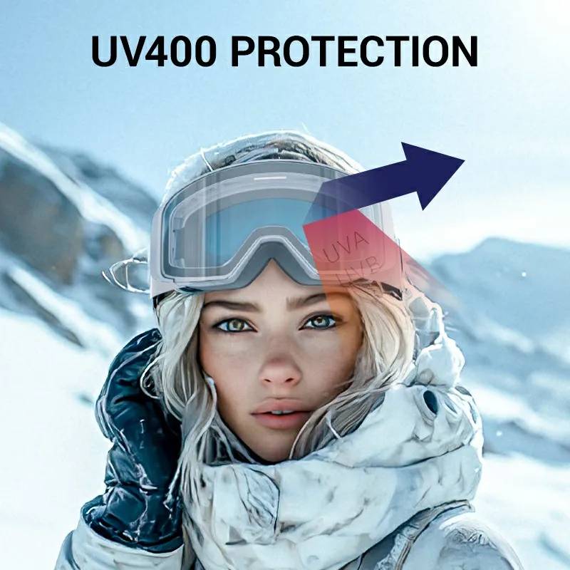 Kapvoe Winter Photochromic Ski Goggles Men Women Snowboard Anti-Fog Mask UV400 Protection Snow Goggles Snowmobile Glasses
