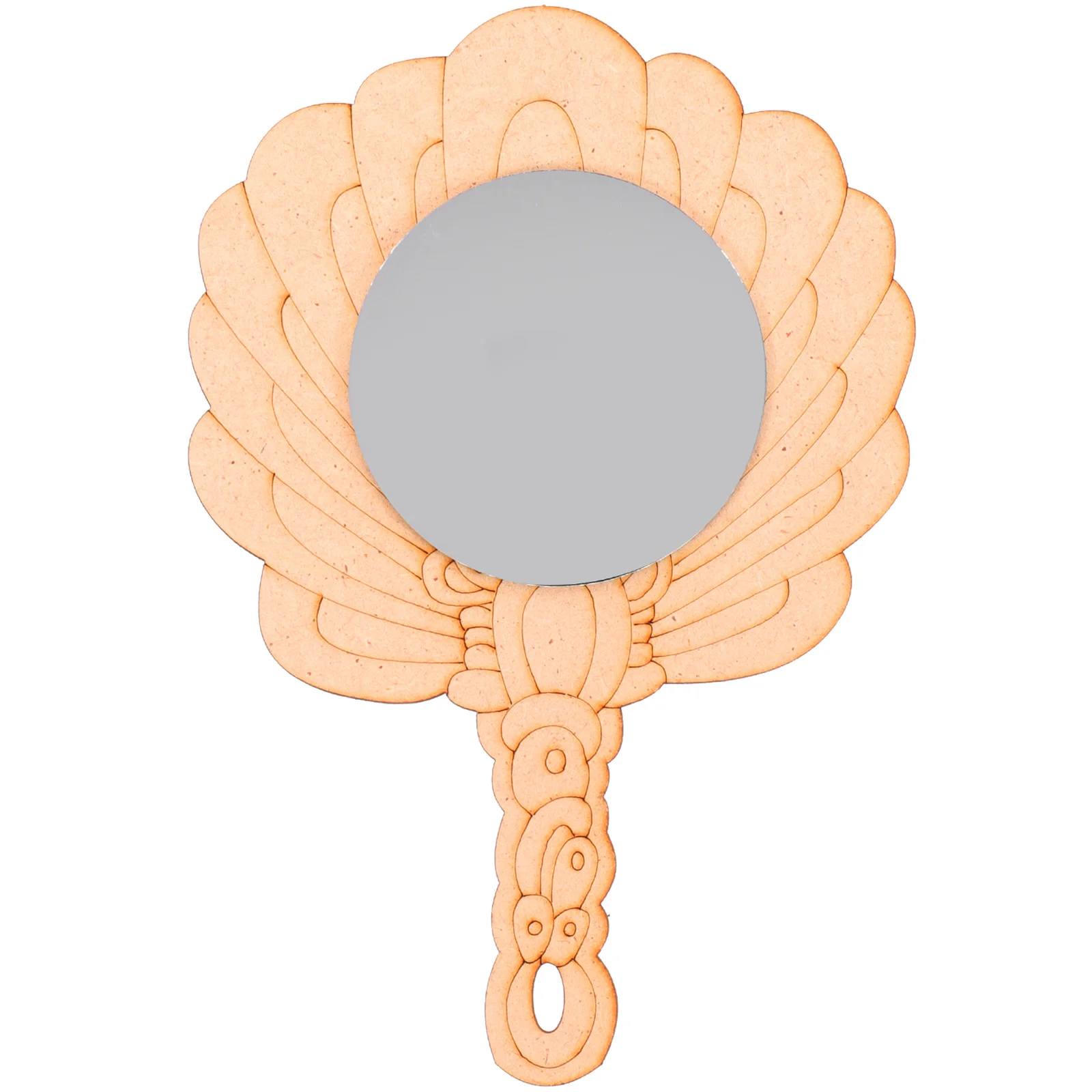 2 pçs de madeira diy espelho sem pintura crianças portátil pintura à mão criativo artesanato fornecimento educacional espelho artesanato fornecimento