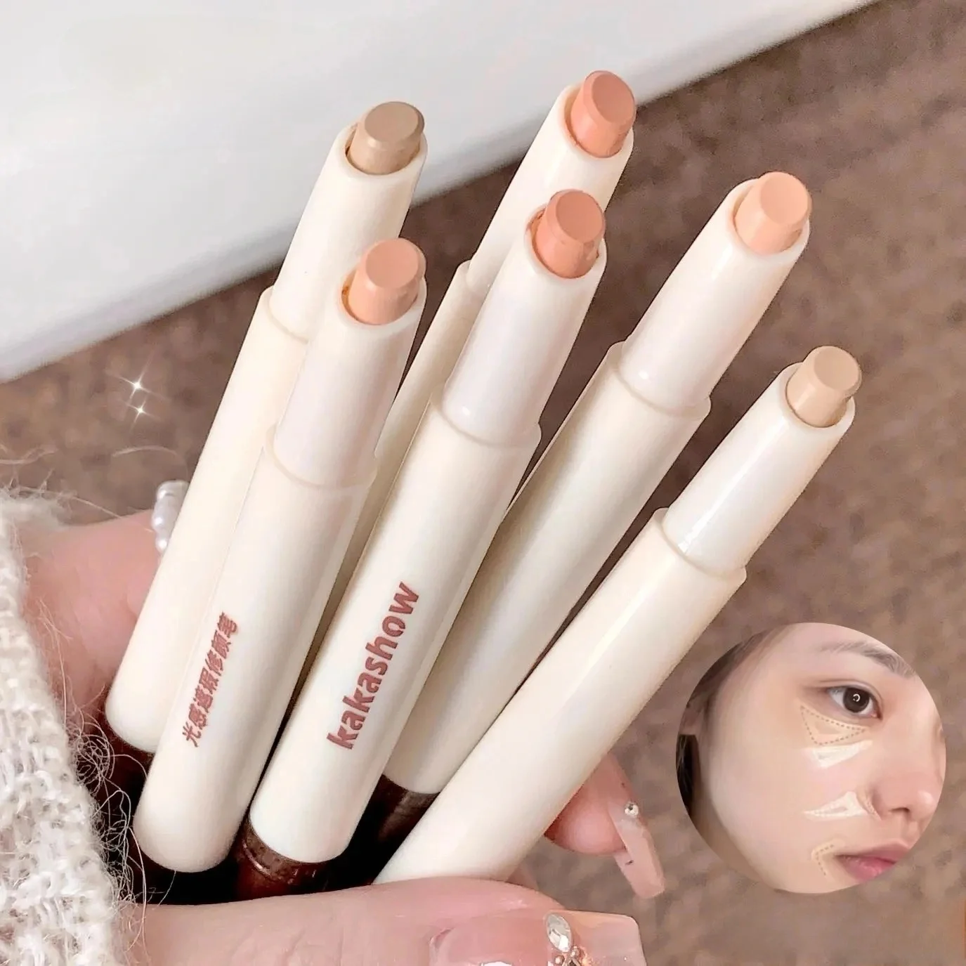 Kakashow Dual-Ended Concealer Pen for Dark Circles Tear Groove Spot Coverage Long-Lasting Blend Brush for Daily Use And Gifts