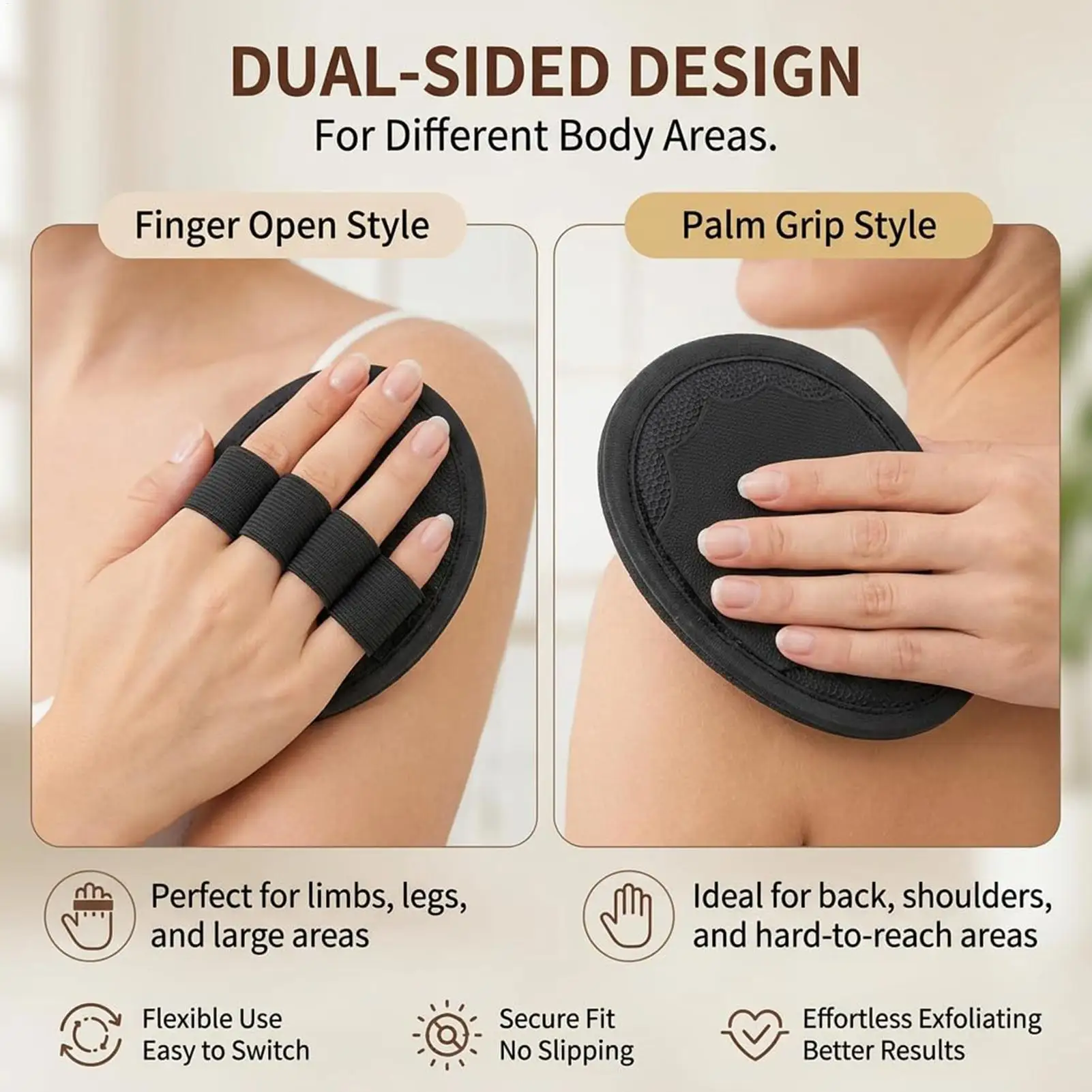 Soft Rubber Shower Scrubber Deep Cleansing Dead Skin Remover Quick Drying Pads for Men Women Back Shoulders Arms Legs Bathroom