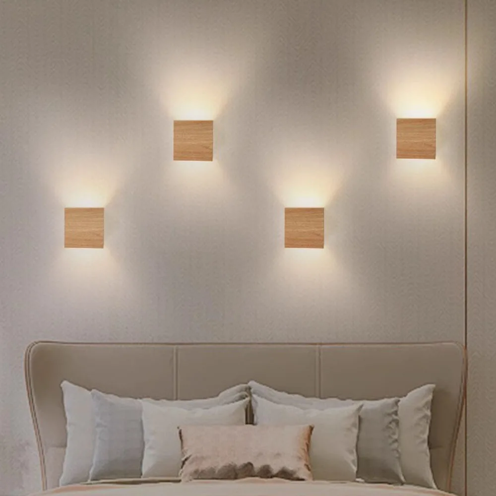 Nordic wooden wall lamp suitable for upper and lower beds living rooms bedrooms corridors Walnut Scottish decorative lights