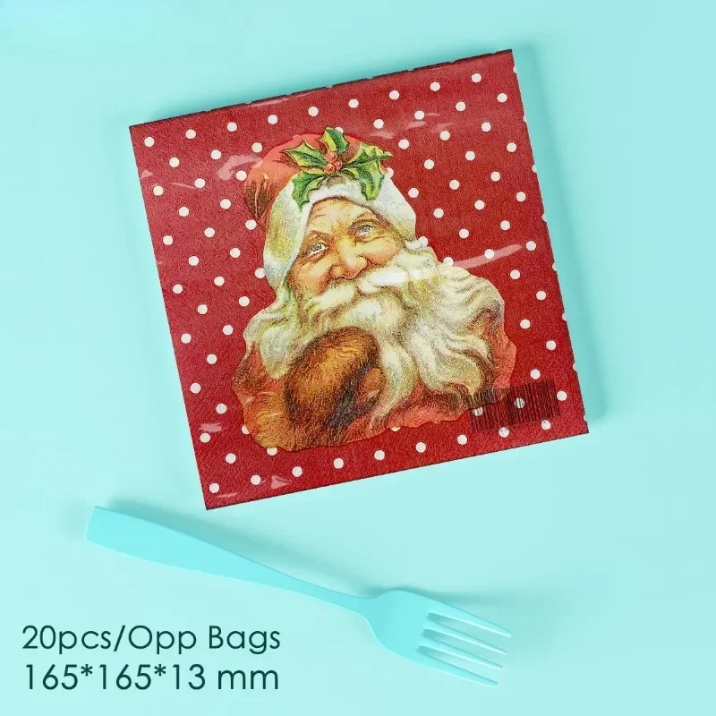 20pcs 33*33cm 2-Ply Snow Winter Christmas Collection Napkins Old Man Christmas Red Paper Napkins Party Paper Placemats