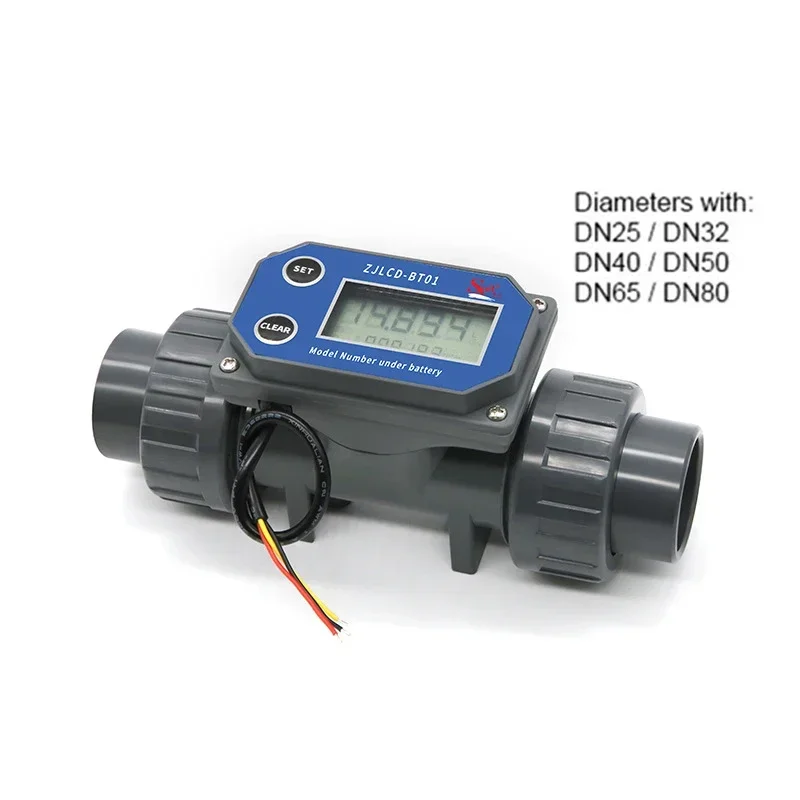 

Digital Turbine Flow Meter Electronic LCD Display Flowmeter Liquid Water Gauge For Farm/Garden Irrigation DN25-DN80 PVC Pipe