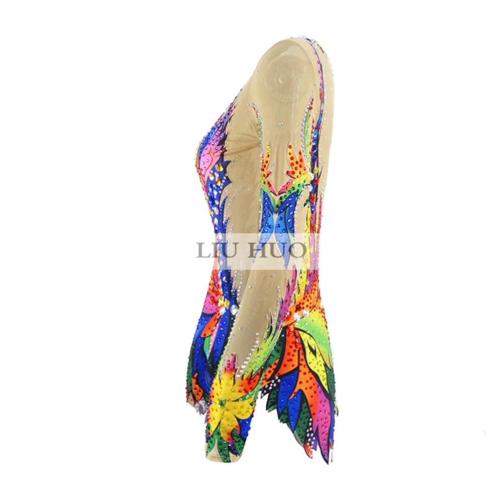 LIUHUO Eiskunstlaufkleid für Damen und Mädchen, Eiskunstlauf, Rhythmische Gymnastik, Wettbewerb, mehrfarbiges Trikot, Tanzkostüm für Kinder