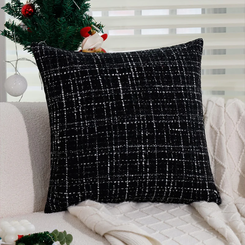 Cushion Cover Christmas Home Decoration 30x50 45x45cm Retro Black Christmas Pillow Cover for Indoor Party Car Sofa  Pillowcase