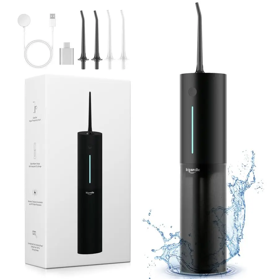 Water Flosser, Rechargeable Water Dental Flosser Pick for Teeth, IPX7 Waterproof Electric Water Dental Flosser, 3 Modes 4 Replac