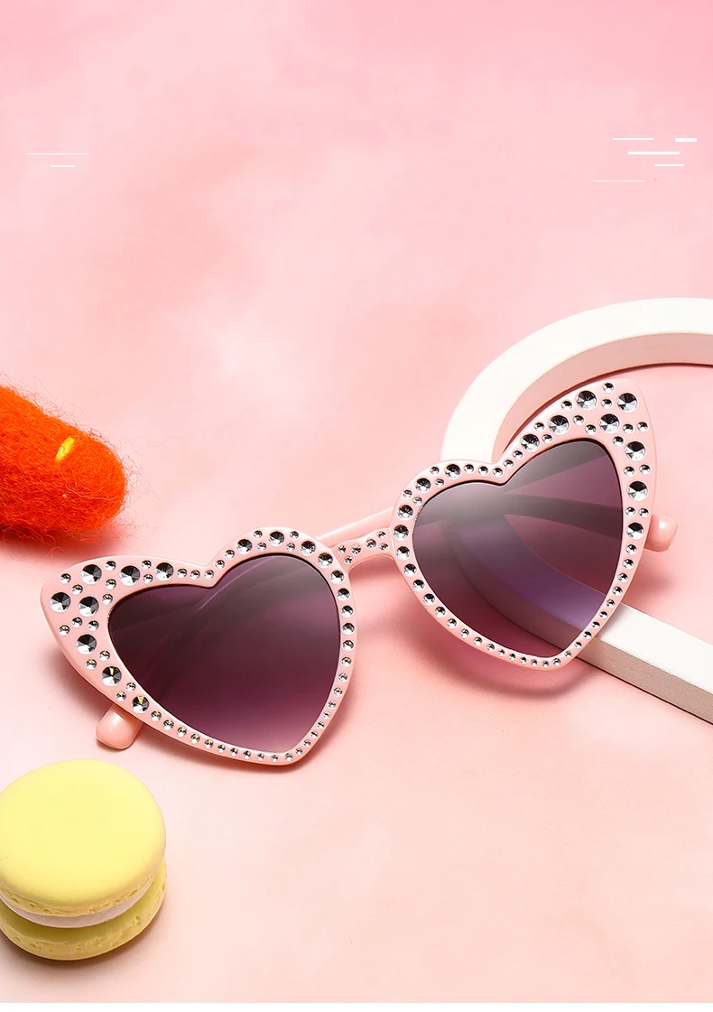 2024 Kinder New Love Diamantbesetzte Sonnenbrille Ins Baby Trend Sonnenbrille Sonnenschutzbrille – Detail 1